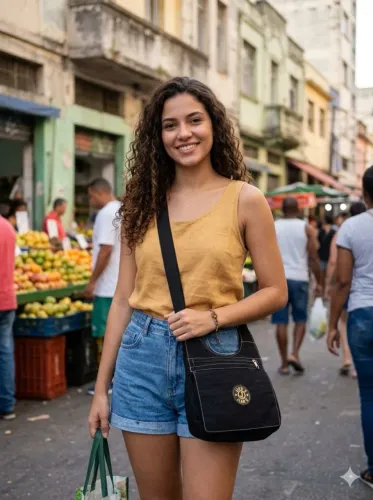 Bolsa Transversal Tiracolo Feminina Pequena Preta