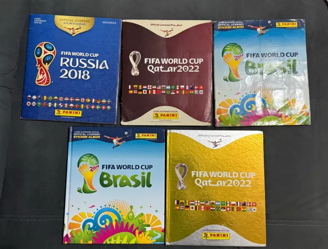 Lote com 5 álbuns incompletos copa do mundo
