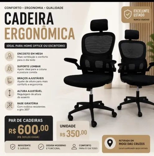 Cadeiras Ergonômicas Novas - Nunca Usadas!