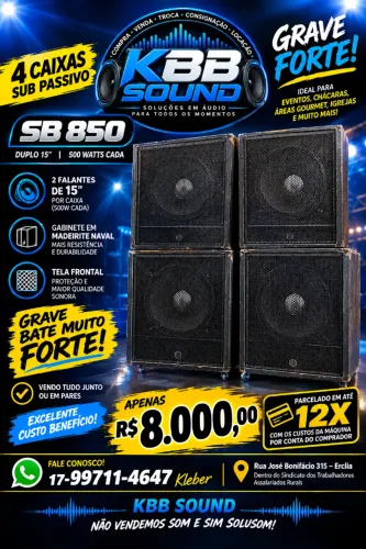 4 CAIXAS SUB PASSIVO SB 850 - DUPLO 15? | 500 WATTS CADA