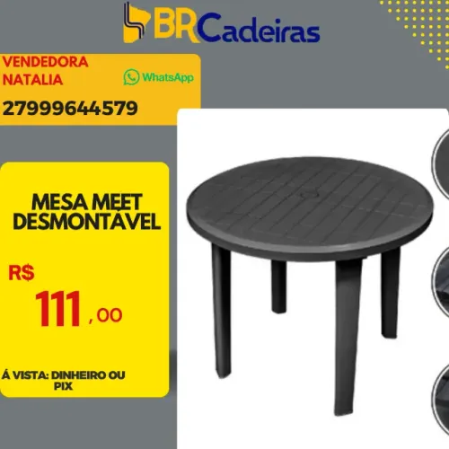 mesa redonda com pés desmontaveis