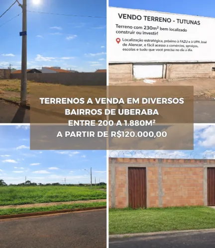 TERRENOS A VENDA EM UBERABA - DIVERSOS BAIRROS
