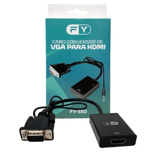 Cabo conversor adaptador vga para hdmi com áudio e video