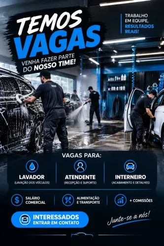 Vagas de emprego Lava jato- Atendente, lavador e interneiro