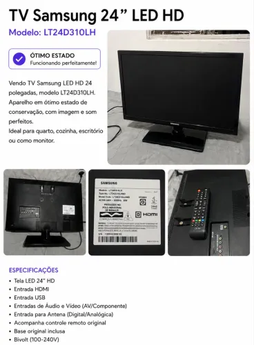 TV Samsung 24 Polegadas LED HD - Excelente Estado