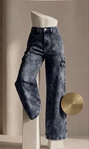 calça jeans wide leg