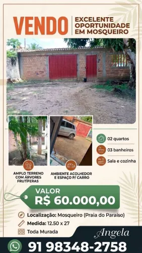 Vendo casa em mosqueiro (praia do paraíso)