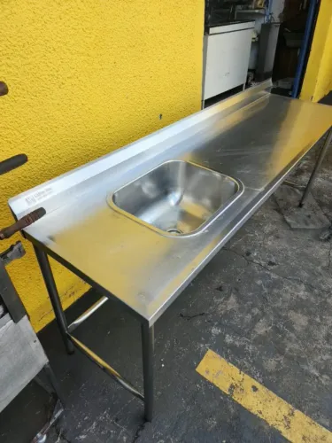 Pia de inox reforçada 2.20x0.60x0.90
