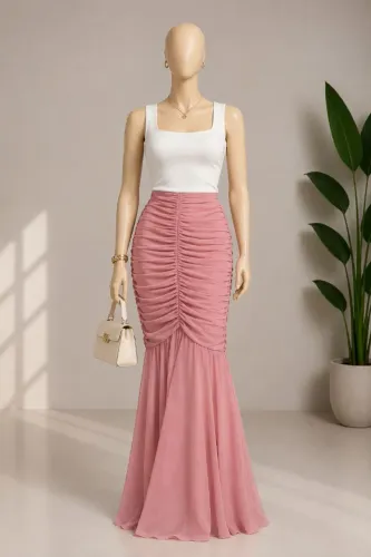 Saia em Chiffon com Drapeado - Última peça 