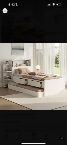 Cama solteiro com auxiliar e gavetas