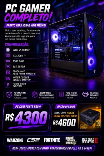 PC GAMER / I5 10º + 3060TI + 16 Gb RAM