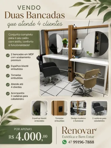 Vendo bancada e cadeiras para salao