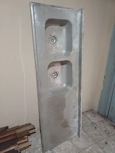 Pia inox grossa antiga dupla 1,70 em excelente estado