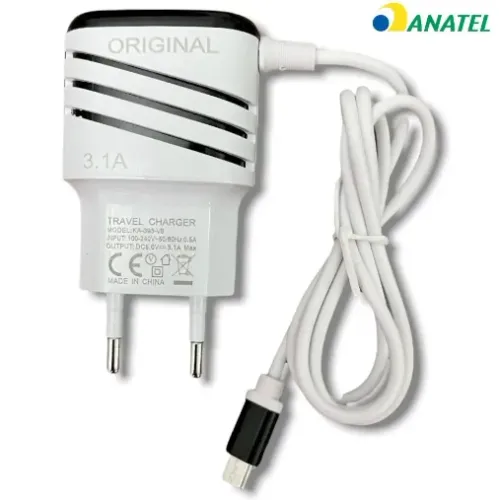 Carregador Turbo de Celular Ultra Rápido 3.6A com 2 Portas USB - Tipo C