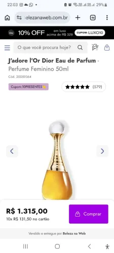 Perfume jadore lor 50ml