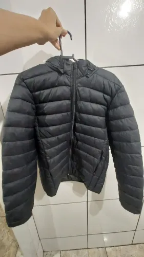 Jaqueta Puffer Preto Com Capuz removivel
