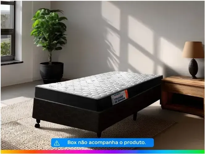 Colchão Solteiro 0,88x1,88 Barato Confortável Preto/Branco