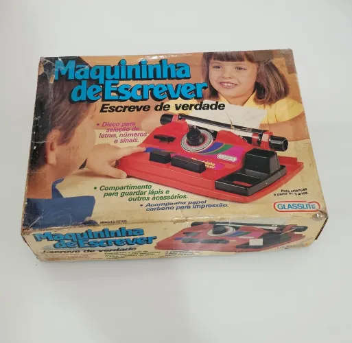 Brinquedo Antigo Maquininha de Escrever Glasslite - Anos 80/90 