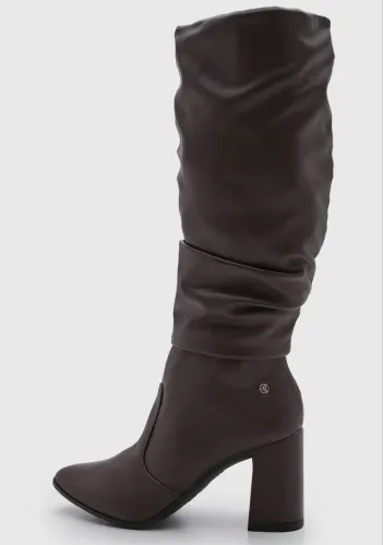 Bota Feminina VIA UNO N 37/38 Cano Alto Salto Grosso Marrom