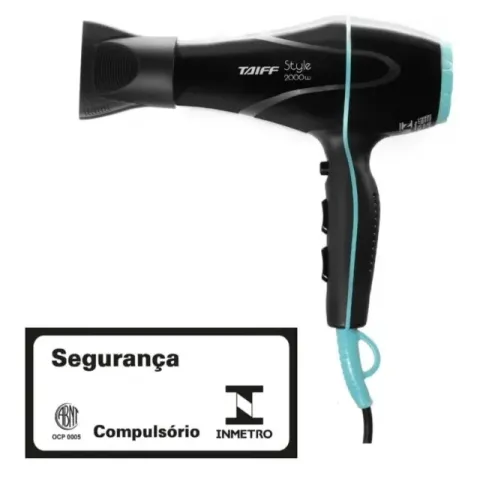 Secador Taiff Style 334 2000W 220V, Preto - Difusor e Concentrador Inclusos