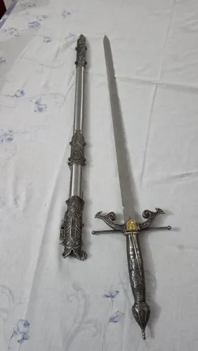 Espada Medieval Cavaleiros Templários Réplica Decorativa Aço 440 c/ Bainha