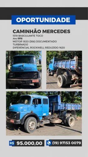 Caminhão Mercedes 1519 Basculante TOCO