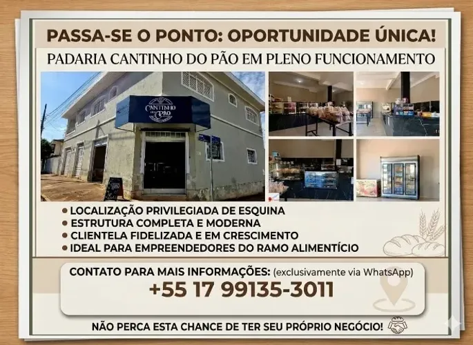 Passa ponto de padaria completa, com todos os maquinários