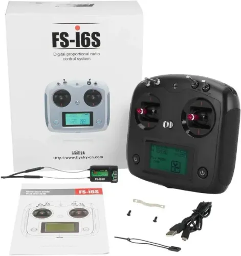  Controle de Rádio FlySky FS-i6S + Receptor FS-IA6b - Excelente Estado