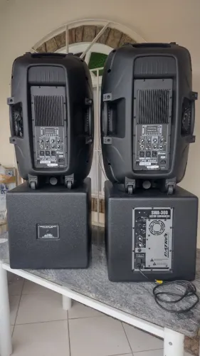 Kit de som subwoofer 600w ativo e passivo+duas caixas staner PS1501+ mesa de som VEDO
