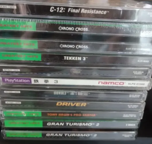 Lote de 9 Jogos PS1 Originais Tony Hawk, Tekken, Gran Turismo, Chrono Cross, Driver e mais