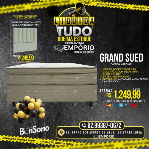 Cama casal pronta entrega promoção imperdível molas ensacadas Bonsono base e colchão