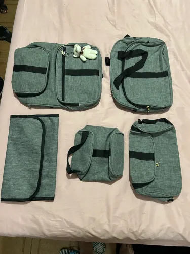 Kit Bolsa Maternidade 5 Peças com Mochila 2 em 1 Porta Mamadeira Térmico