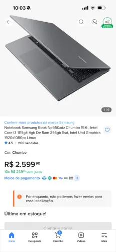 Notebook Samsung core i3 11k