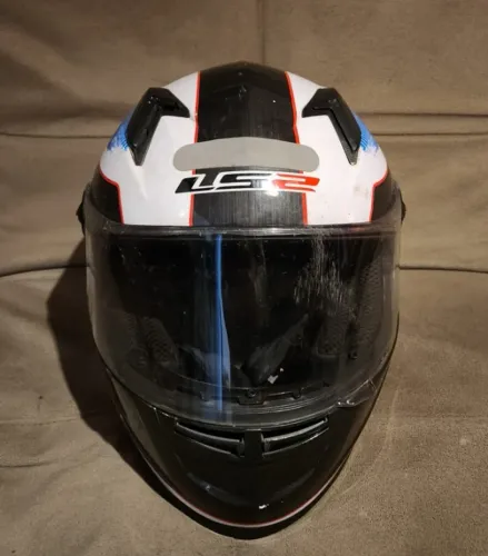 Capacete para Moto LS2 FF358 Stinger (Branco, Azul e Vermelho)