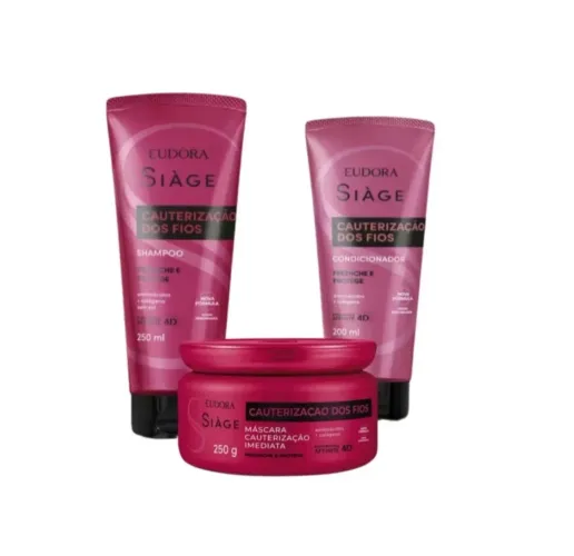 Kit Siage Cauterização dos fios, Shampoo + Condicionador + Máscara 