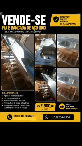 Pia aço inox usada
