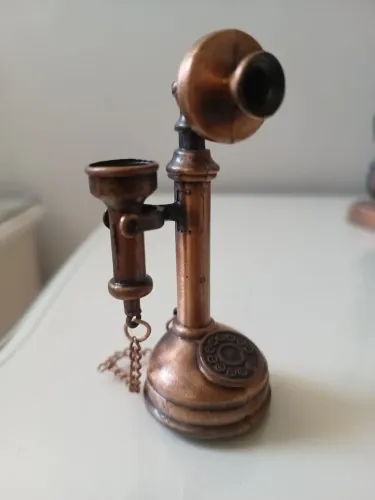 Telefone Castiçal miniatura de ferro antigo apontador