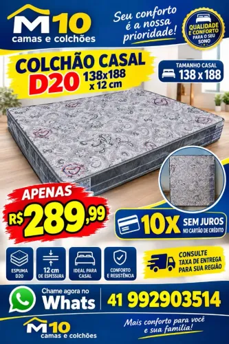 Colchão D20 Casal novo 12cm # 10x sem juros no cartão