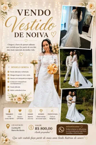 Vestido de Noiva Sereia em Renda - Excelente estado - Curitiba/PR
