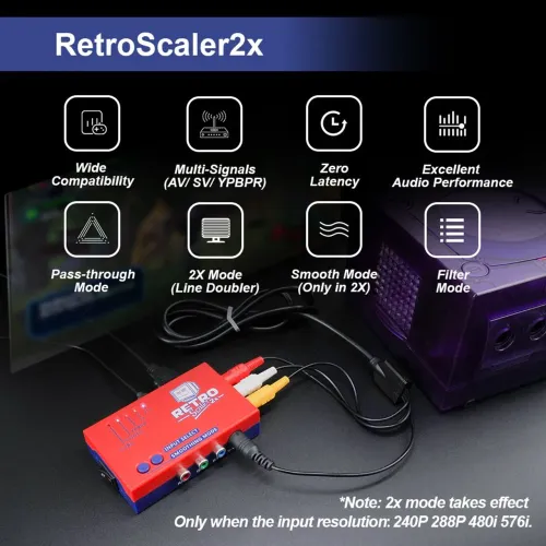 RetroScaler2x Conversor AV para HDMI Line Doubler PS2 N64 NES Saturn Dreamcast Mega Drive