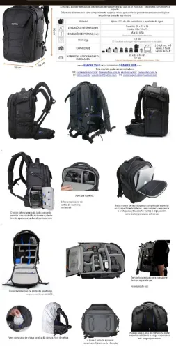 Mochila Fotográfica Benro Ranger Pro 500n Camera Backpack. Ideal para aventuras,moto e etc