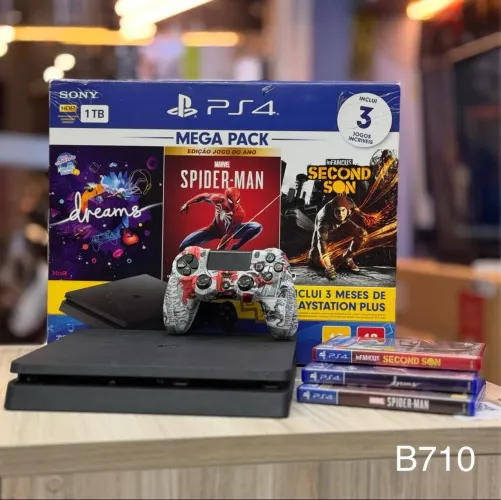 LOJA FISICA. PLAYSTATION 4 SLIM 1TB + 3 JOGOS E 1 CONTROLE
