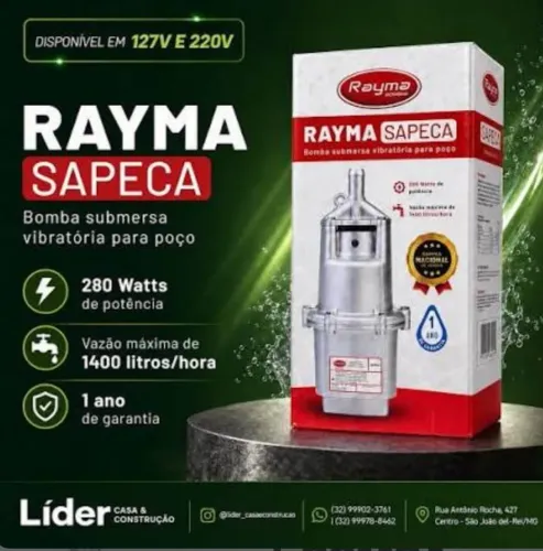 Bomba sapeca água submersa sapeca 280w a 220v rayma<br><br>R$: 299,00