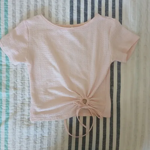 Blusa Feminina Rosa com Amarração Lateral Tam P