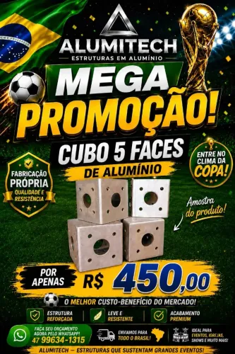 CUBO 5 FACES ALUMÍNIO 