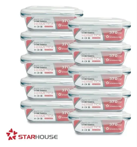 Kit 10 Potes Marmita Vidro 370ml