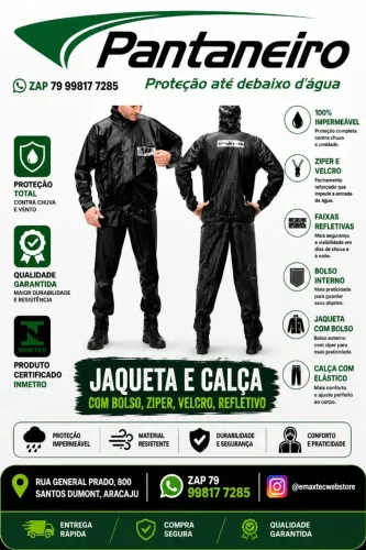 Conjunto Capa De Chuva Pantaneiro BOLSO, Motoqueiro Moto Boy, Unissex P, M, G, GG, EX, EXG