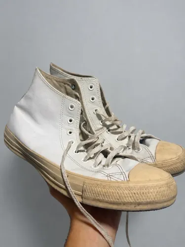 Tênis all star couro cano alto branco