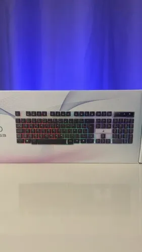 Teclado Gamer Semi Mecânico, USB, Preto e Branco