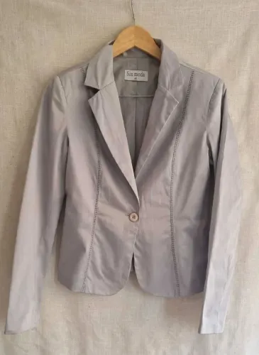 Blazer Alfaiataria Six Moda Cinza Claro Tam 40 - Pesponto Exclusivo